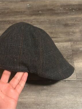 Boston Scally Co The Bourbon 6 Panel 3XL Grey Herringbone Plaid Blue Newsboy